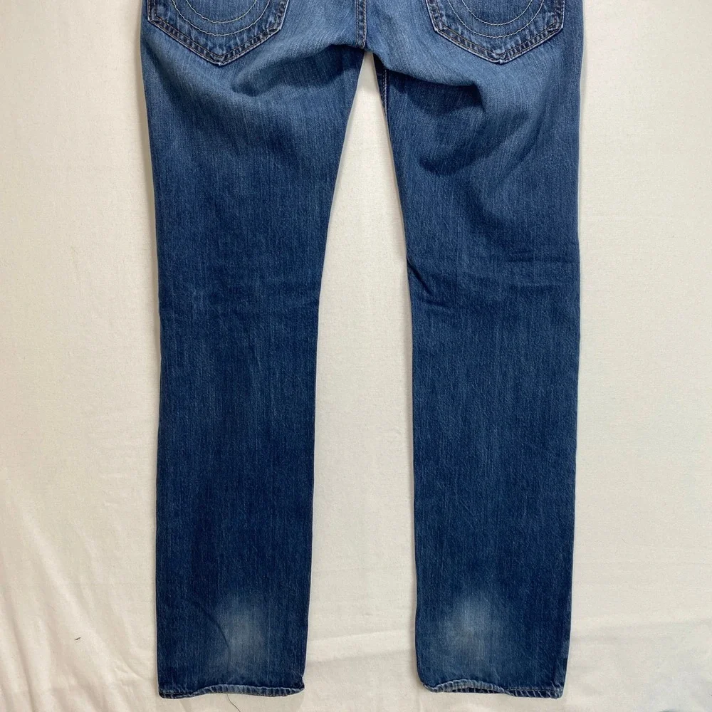 Y2K True Religion Section Slim Jeans Mens 31X32 Blue Denim Horseshoe Flap